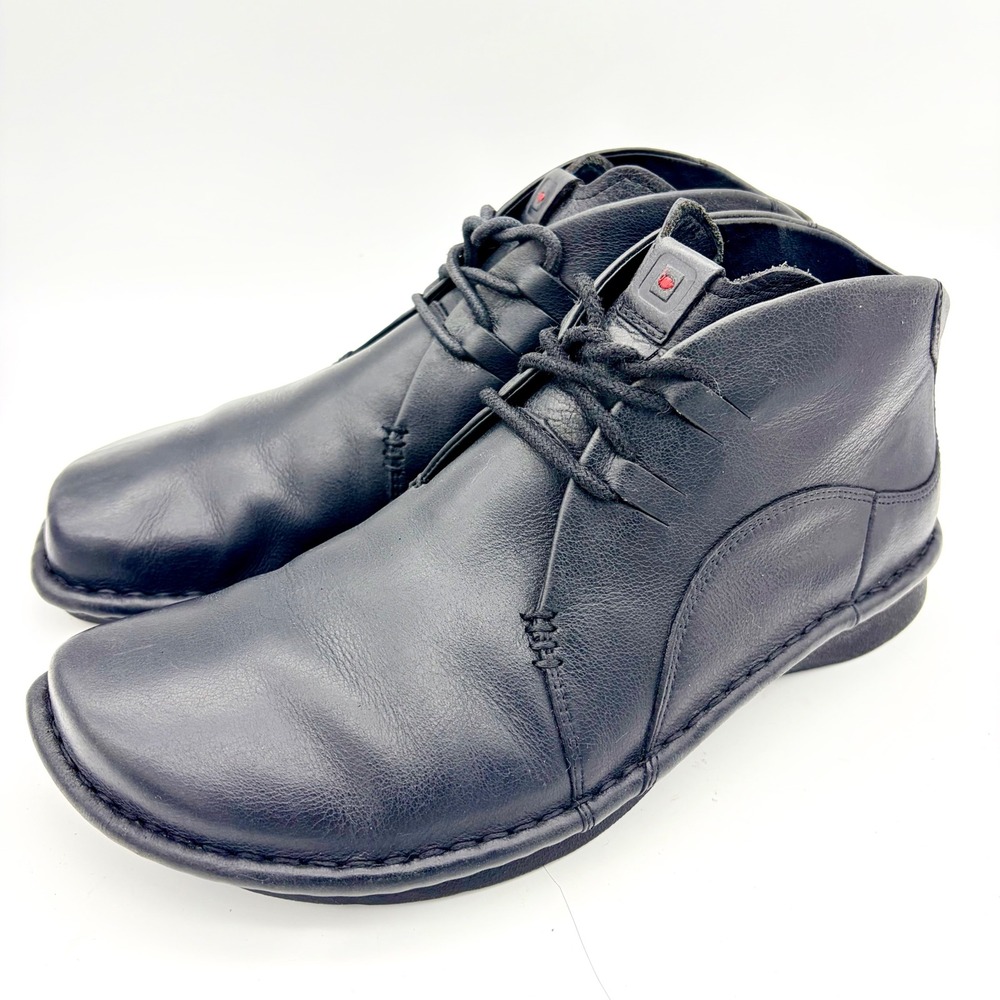 Tsubo Mens Black Leather Chukka Boots Size 10 Ankle Lace Up‎ Rubber Sole X19-3